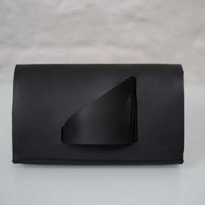The Clutch in Matte Black Leather - glove clutch, handcrafted, stunning!